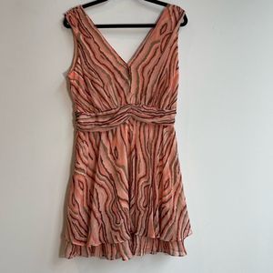 Bar III Women's Mini Dress Cocktail Ruched Sleeveless Coral Orange Size 8